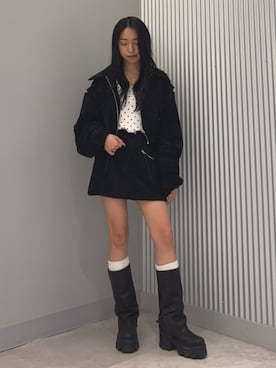 「EMODA（エモダ）のアイテム（ソックス/靴下）」を使った、西村涼楓さん（レディース・151cm）の秋コーディネート