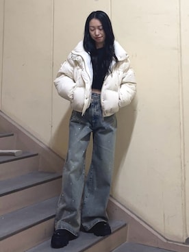 西村涼楓さん（レディース・151cm）の冬コーディネート