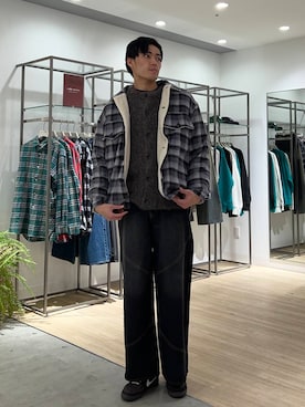 「SENSE OF PLACE by URBAN RESEARCH（センスオブプレイスバイアーバンリサーチ）のオンブレーチェックボアジャケット（その他アウター）」を使った、tmy928さん（メンズ・184cm）の冬コーディネート