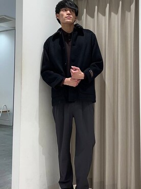 「アイテム（ステンカラーコート）」を使った、tmy928さん（メンズ・184cm）の冬コーディネート