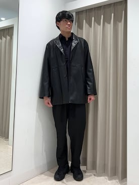 「レザージャケット」｜tmy928さん（メンズ・184cm）の冬コーディネート