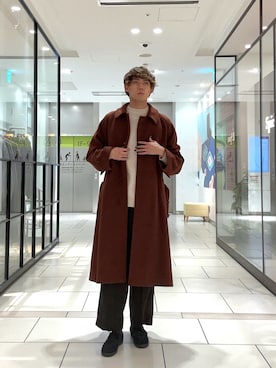 「アイテム（ステンカラーコート）」を使った、tmy928さん（メンズ・184cm・20代）の冬コーディネート