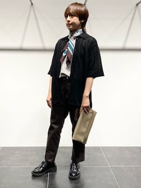 「COMME CA MEN（コムサメン）のドビーストレッチ パンツ（その他パンツ、ブラウン系）」を使った、COMME CA MEN OFFICIALさん（メンズ・181cm）の春コーディネート
