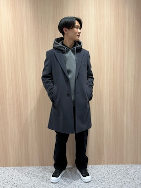 「アイテム（チェスターコート）」を使った、COMME CA MEN OFFICIALさん（メンズ・171cm）の冬コーディネート