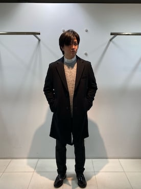「アイテム（チェスターコート）」を使った、COMME CA MEN OFFICIALさん（メンズ・172cm）の冬コーディネート