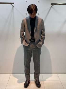 「COMME CA MEN（コムサメン）のメッシュベルト（ベルト、ブラック系）」を使った、COMME CA MEN OFFICIALさん（メンズ・181cm）の春コーディネート