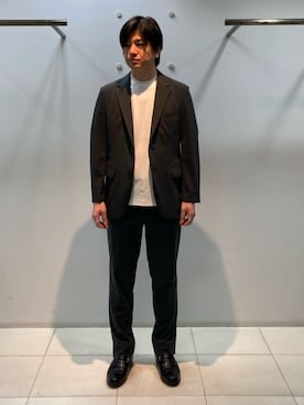 「COMME CA MEN（コムサメン）の【セットアップ対応】福井産 ナイロントリコットジャージー ジャケット（テーラードジャケット、グレー系）」を使った、COMME CA MEN OFFICIALさん（メンズ・181cm）の春コーディネート