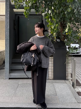 「ear PAPILLONNER（イアパピヨネ）のアイテム（ボストンバッグ）」を使った、uchidatsukoさん（レディース・158cm）の冬コーディネート