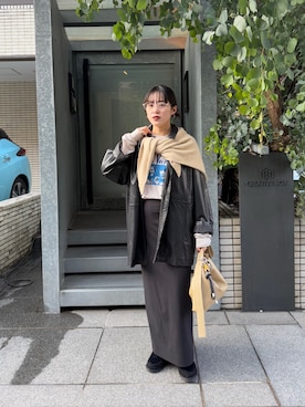 「ear PAPILLONNER（イアパピヨネ）のアイテム（その他アウター）」を使った、uchidatsukoさん（骨格ナチュラル・レディース・158cm）の冬コーディネート