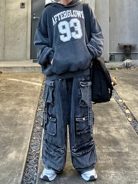 「アイテム（パーカー）」を使った、ユウヒさん（メンズ・160cm）の秋コーディネート