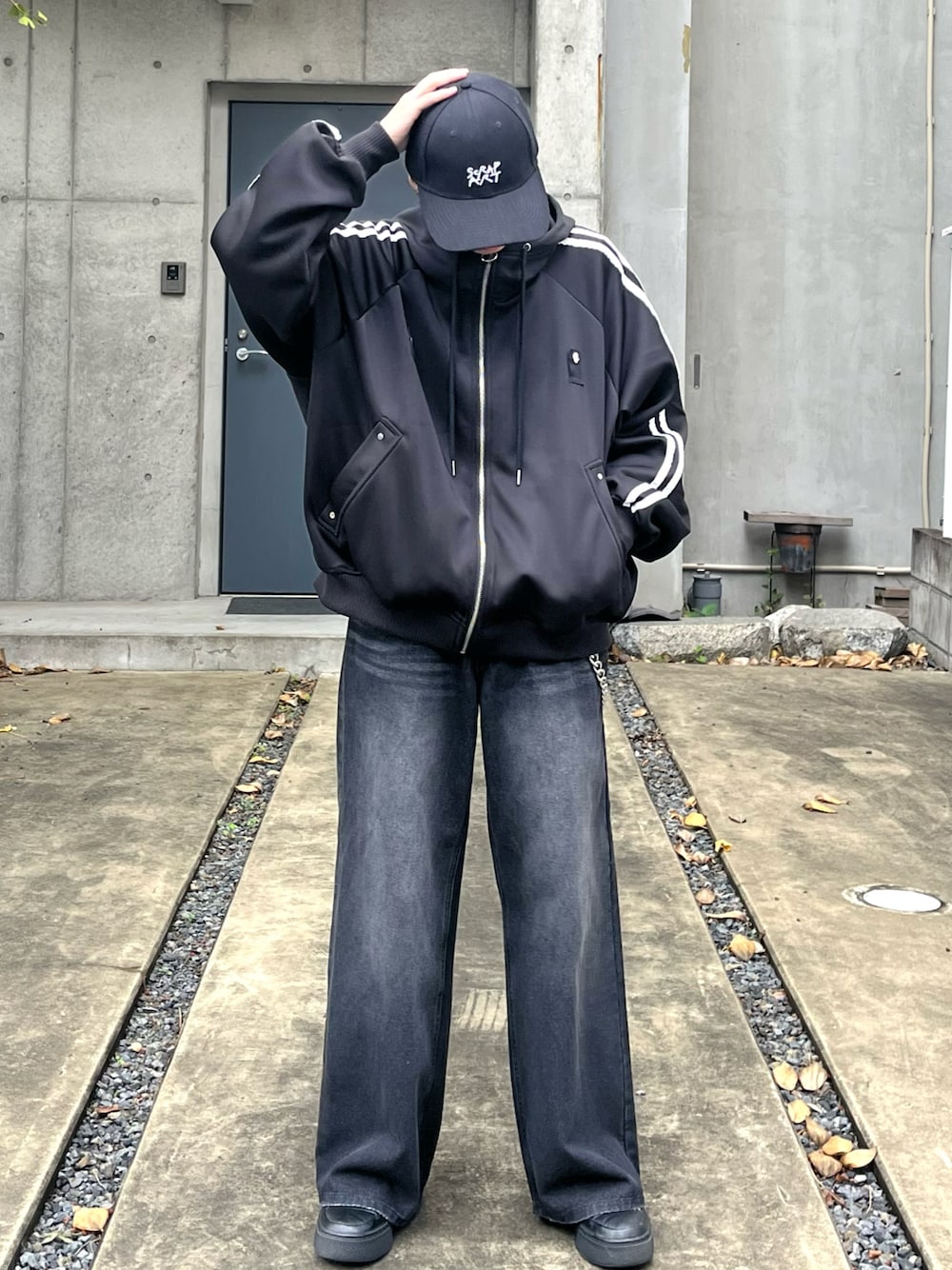 アドラー トラックジップパーカージャケット ブラウン line sleeve