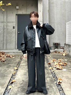 「Adoonplain」｜「アイテム（スラックス）」を使った、ユウヒさん（メンズ・160cm）の冬コーディネート