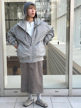 「撥水」｜「アイテム（ニットキャップ/ビーニー）」を使った、sawako0210さん（レディース・161cm）の秋コーディネート