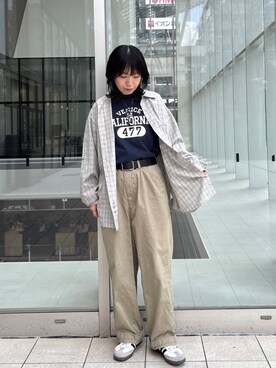 「FORK&SPOON（フォークアンドスプーン）のFORK&SPOON　フレンチドリルピグメントチノパンツ（その他パンツ）」を使った、sawako0210さん（レディース・161cm）の春コーディネート