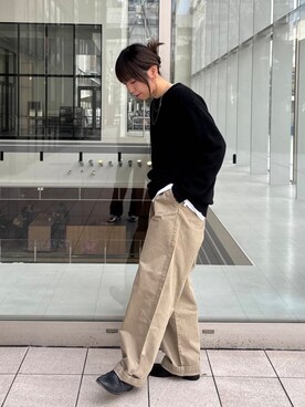 「FORK&SPOON（フォークアンドスプーン）のFORK&SPOON　フレンチドリルピグメントチノパンツ（その他パンツ）」を使った、sawako0210さん（レディース・161cm）の冬コーディネート
