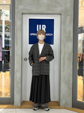 「チェック柄」｜「アイテム（セットアップ）」を使った、sawako0210さん（レディース・161cm）の秋コーディネート
