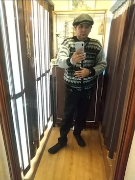 「アイテム（キャスケット）」を使った、ヒーコー.ブコーさん（メンズ・166cm）の秋コーディネート