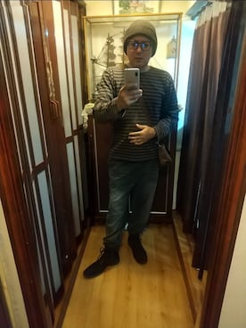 「アイテム（ニットキャップ/ビーニー）」を使った、ヒーコー.ブコーさん（メンズ・166cm・40代）の秋コーディネート