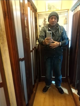 「アイテム（ニットキャップ/ビーニー）」を使った、ヒーコー.ブコーさん（メンズ・166cm・40代）の冬コーディネート