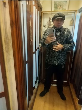 「アイテム（キャスケット）」を使った、ヒーコー.ブコーさん（メンズ・166cm）の冬コーディネート