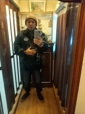 「アイテム（ナイロンジャケット）」を使った、ヒーコー.ブコーさん（メンズ・166cm）の冬コーディネート