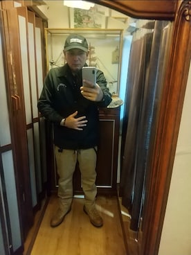 「アイテム（キャップ）」を使った、ヒーコー.ブコーさん（メンズ・166cm）の秋コーディネート