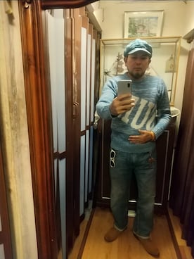 「アイテム（キャスケット）」を使った、ヒーコー.ブコーさん（メンズ・166cm）の冬コーディネート