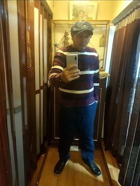 「アイテム（キャスケット）」を使った、ヒーコー.ブコーさん（メンズ・166cm）の秋コーディネート