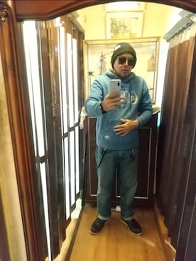 「アイテム（ニットキャップ/ビーニー）」を使った、ヒーコー.ブコーさん（メンズ・166cm・40代）の冬コーディネート