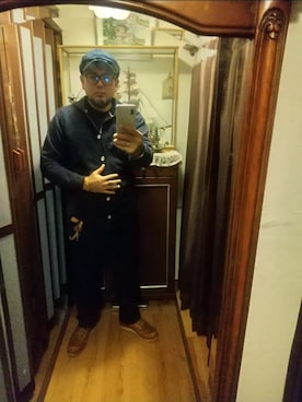 「アイテム（キャスケット）」を使った、ヒーコー.ブコーさん（メンズ・166cm）の冬コーディネート