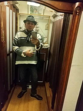 「アイテム（ストール/ショール）」を使った、ヒーコー.ブコーさん（メンズ・166cm）の冬コーディネート