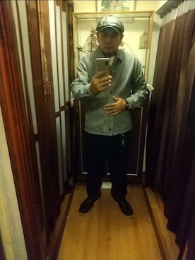 「アイテム（キャスケット）」を使った、ヒーコー.ブコーさん（メンズ・166cm）の秋コーディネート