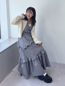 「w closet（ダブルクローゼット）のアイテム（ワンピース）」を使った、ひなこさん（レディース・153cm）の春コーディネート