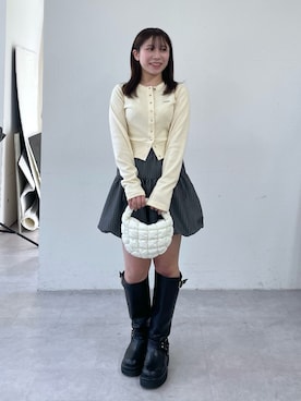 「w closet（ダブルクローゼット）のアイテム（Tシャツ/カットソー）」を使った、ひなこさん（レディース・153cm）の春コーディネート