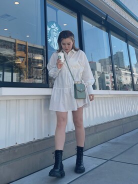 シャツワンピースを使った ワークブーツ の人気ファッションコーディネート Wear