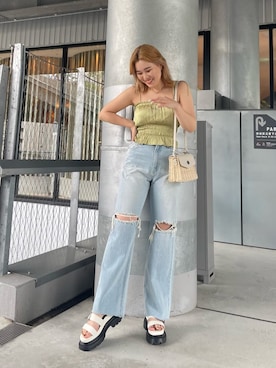 「162cm」｜「アイテム（アクセサリー）」を使った、YUUKA さん（レディース・162cm）の夏コーディネート