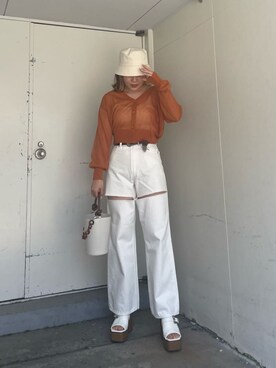「162cm」｜「アイテム（帽子）」を使った、YUUKA さん（レディース・162cm）の春コーディネート