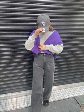 「162cm」｜「アイテム（スウェット）」を使った、YUUKA さん（レディース・162cm）の冬コーディネート