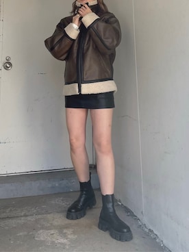 「162cm」｜「アイテム（ブルゾン）」を使った、YUUKA さん（レディース・162cm）の冬コーディネート