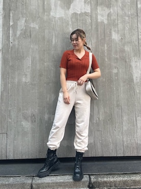 「ワークブーツ」｜YUUKA さん（レディース・162cm）の春コーディネート