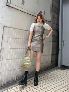「ワークブーツ」｜YUUKA さん（レディース・162cm）の春コーディネート
