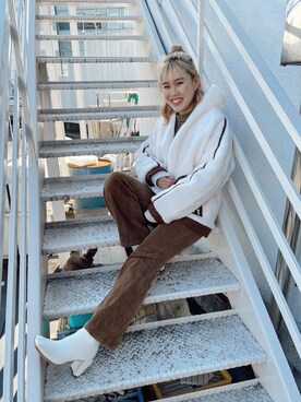 「スクエアトゥ」｜「アイテム（ブルゾン）」を使った、YUUKA さん（レディース・162cm）の冬コーディネート