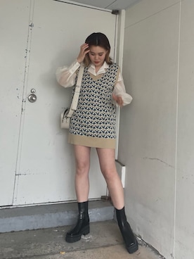 「ワークブーツ」｜YUUKA さん（レディース・162cm）の春コーディネート