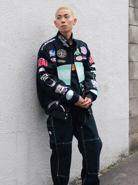 「XLARGE（エクストララージ）のアイテム（その他アウター）」を使った、塩田裕典さん（メンズ・173cm）の秋コーディネート
