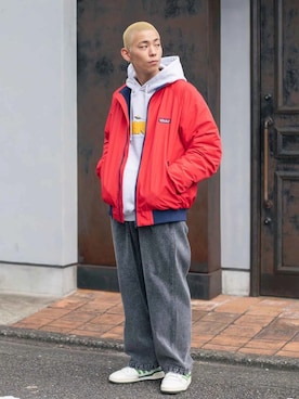「XLARGE（エクストララージ）のアイテム（ナイロンジャケット）」を使った、塩田裕典さん（メンズ・173cm）の秋コーディネート