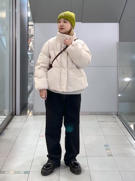 「MILKFED.（ミルクフェド）のアイテム（その他アウター）」を使った、森日菜子さん（レディース・154cm）の冬コーディネート