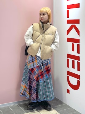 「MILKFED.（ミルクフェド）のアイテム（その他アウター）」を使った、森日菜子さん（レディース・154cm）の秋コーディネート
