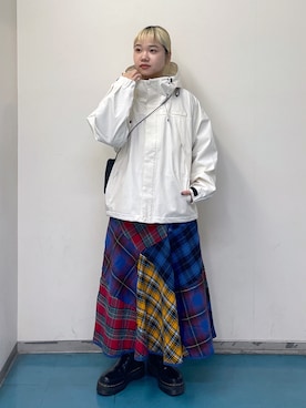 「MILKFED.」｜「アイテム（マウンテンパーカー）」を使った、森日菜子さん（レディース・154cm）の秋コーディネート