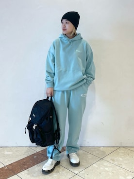 「MILKFED.」｜「アイテム（スウェットパンツ）」を使った、森日菜子さん（レディース・154cm）の冬コーディネート