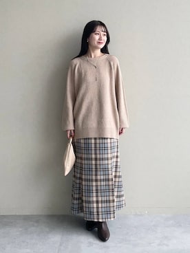 「mysty woman（ミスティウーマン）の【LE VERNIS】トライアングルBAG 574317（ハンドバッグ）」を使った、MiOさん（レディース・155cm）の秋コーディネート